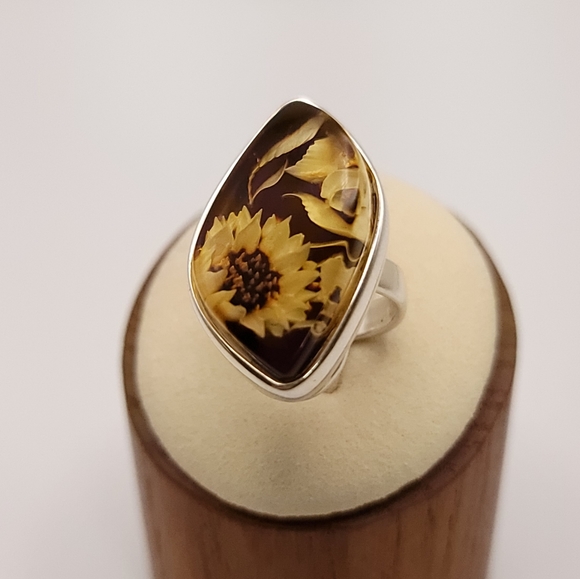 Baltic Amber and sterling silver ring - Picture 1 of 5